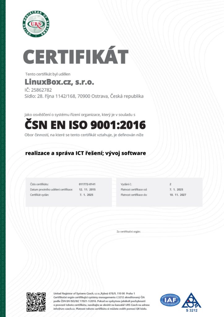 Certifikát ISO-9001